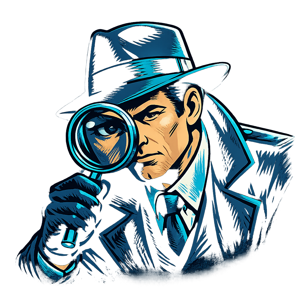 Detective examining on-chain evidence through a magnifying glass